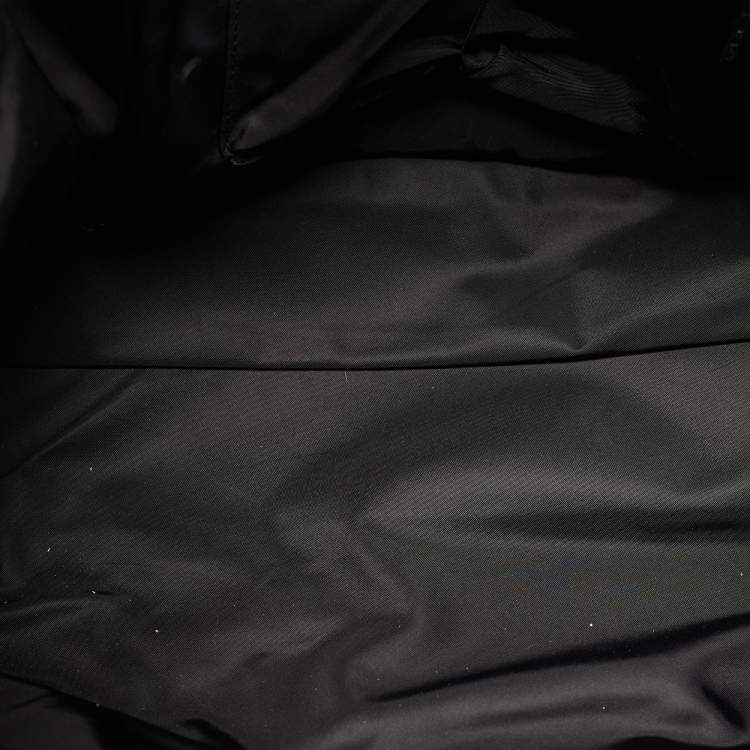 Pre Owned Tory Burch Black Nylon and Python Embossed Suede Ella Tote