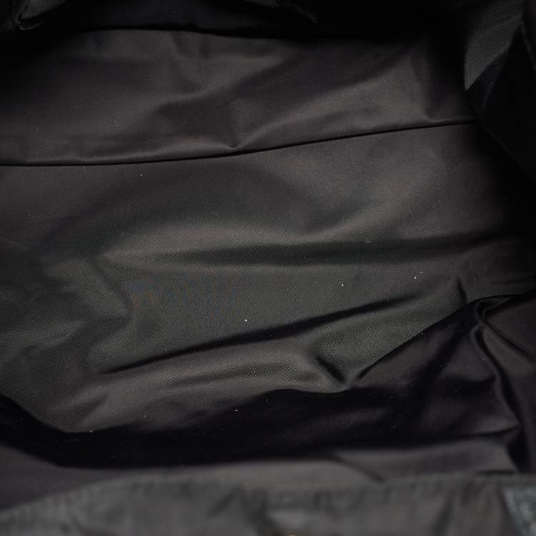 Pre Owned Tory Burch Black Nylon and Python Embossed Suede Ella Tote