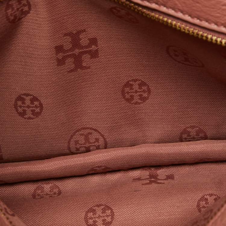 Pre Owned Tory Burch Dusty Rose Leather Marion Whipstitch Shoulder Bag