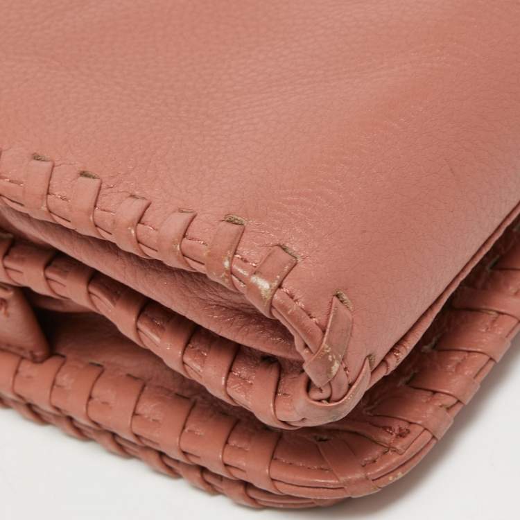 Pre Owned Tory Burch Dusty Rose Leather Marion Whipstitch Shoulder Bag