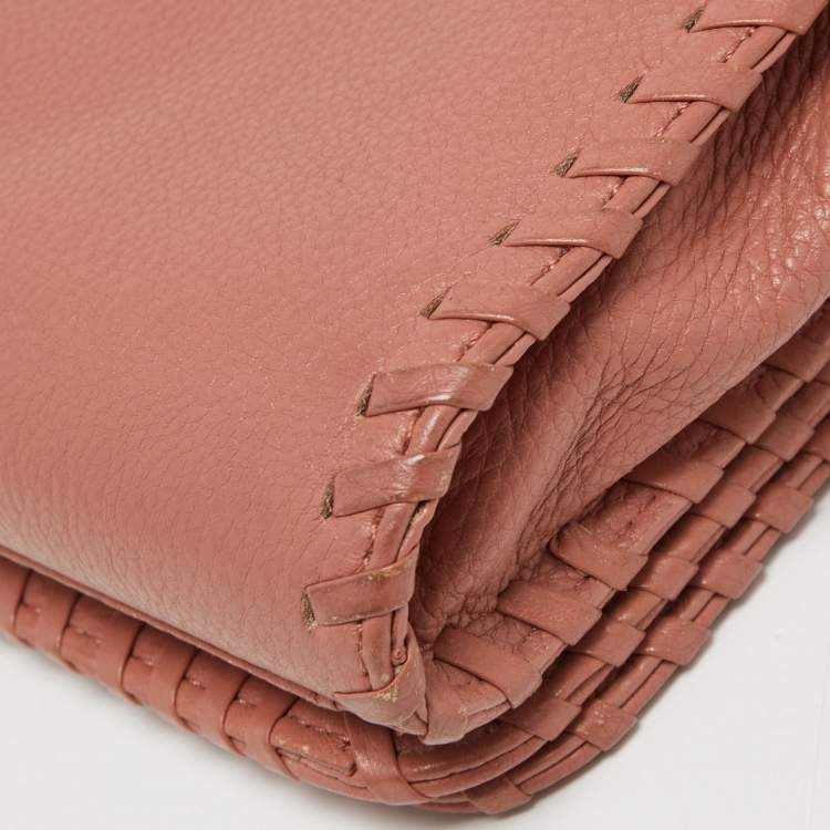 Pre Owned Tory Burch Dusty Rose Leather Marion Whipstitch Shoulder Bag