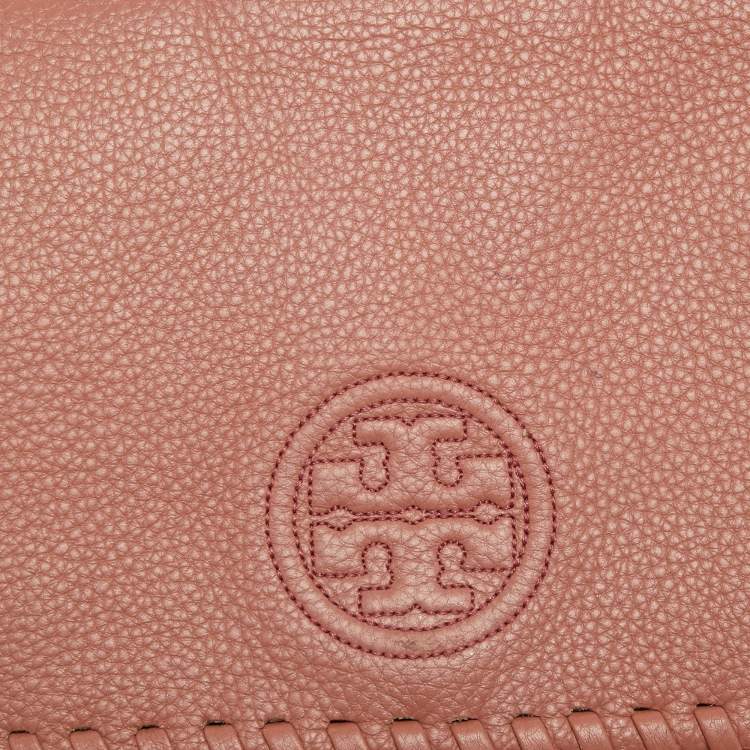 Pre Owned Tory Burch Dusty Rose Leather Marion Whipstitch Shoulder Bag