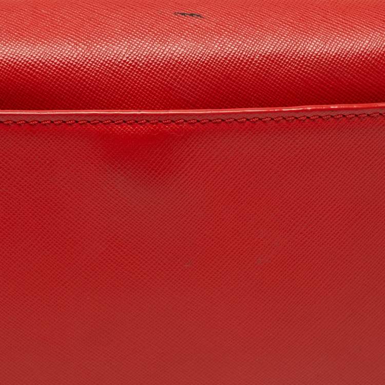 Pre Owned Tory Burch Red Leather Kira Envelope Flap Shoulder Bag