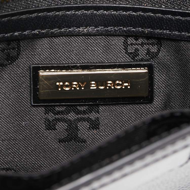 Pre Owned Tory Burch Black Textured Patent Leather Gigi Clutch