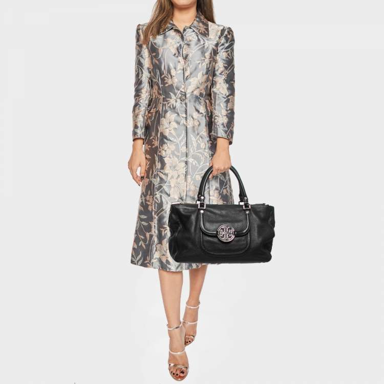 Pre Owned Tory Burch Black Leather Amanda Tote