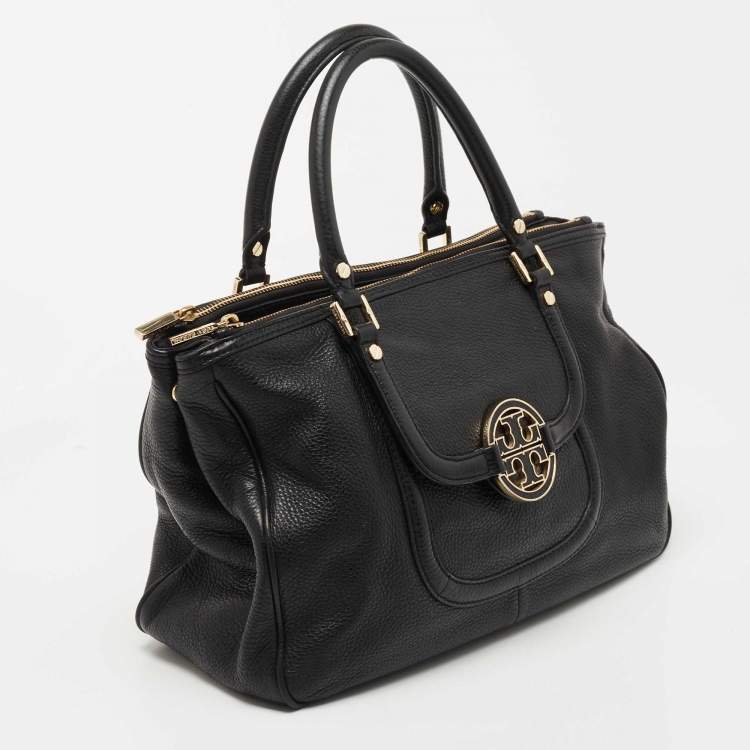 Pre Owned Tory Burch Black Leather Amanda Tote