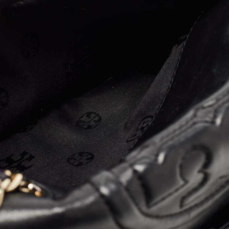 Pre Owned Tory Burch Black Quilted Leather Medium Fleming Shoulder Bag