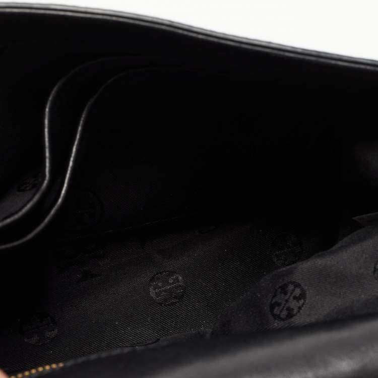 Pre Owned Tory Burch Black Quilted Leather Medium Fleming Shoulder Bag