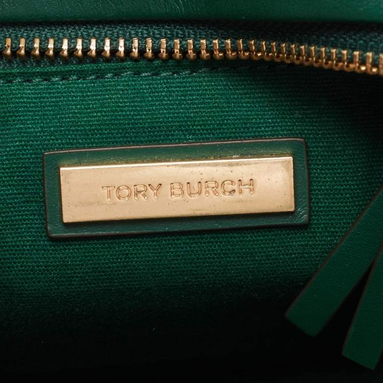 Pre Owned Tory Burch Green Leather Kira Camera Bag