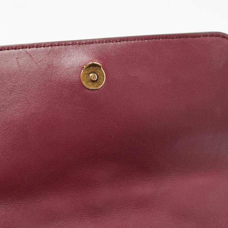 Pre Owned Tory Burch Burgundy Leather Small Fleming Shoulder Bag