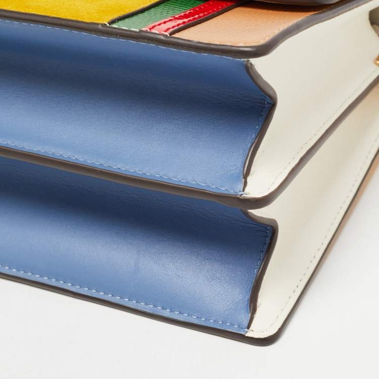 Pre Owned Tory Burch Multicolor Leather and Suede Robinson Convertible Shoulder Bag