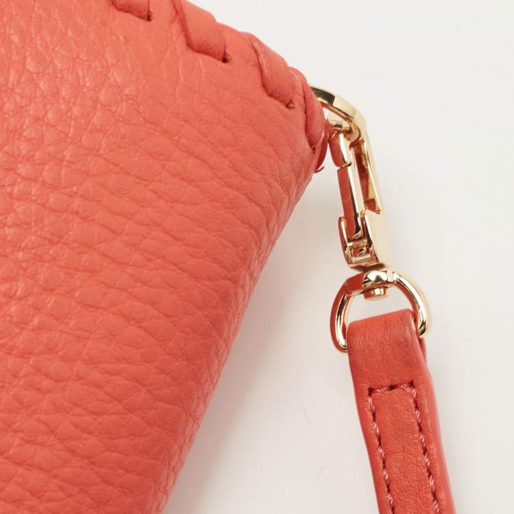 Pre Owned Tory Burch Orange Leather Marion Flap Crossbody Bag 
