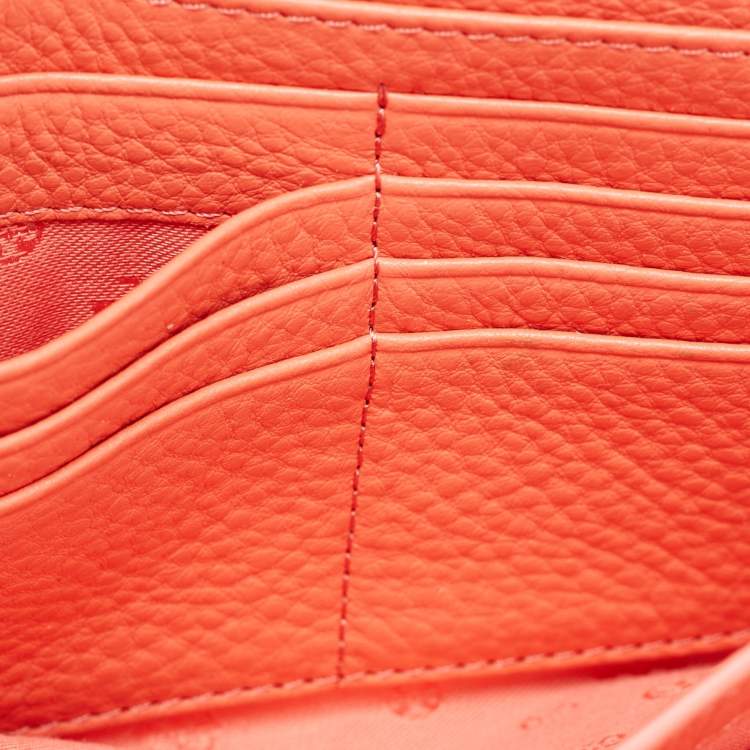 Pre Owned Tory Burch Orange Leather Marion Flap Crossbody Bag 