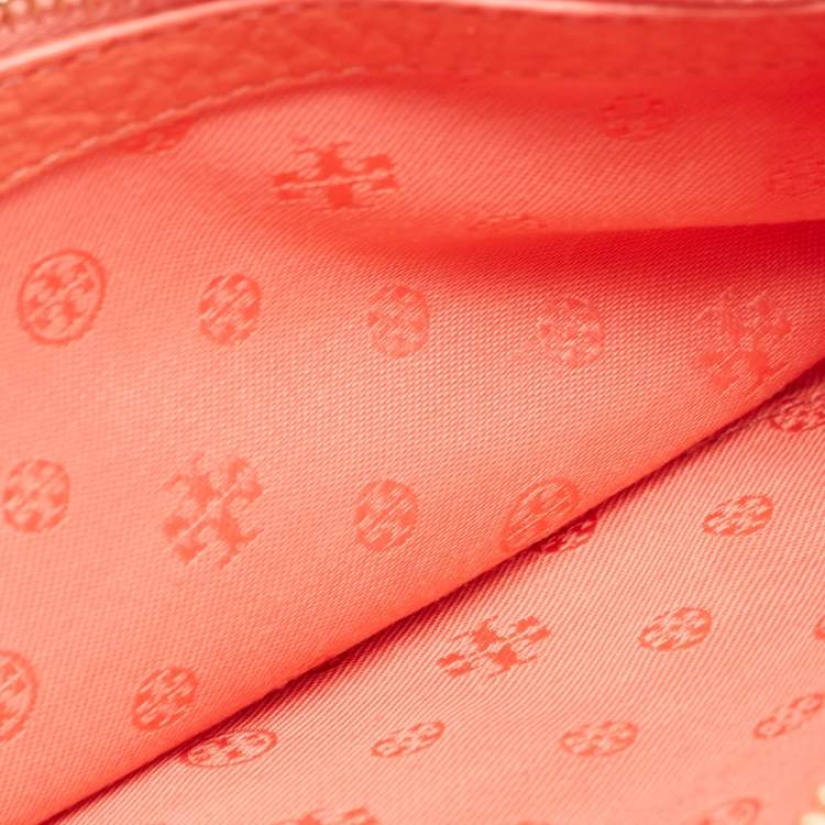 Pre Owned Tory Burch Orange Leather Marion Flap Crossbody Bag 