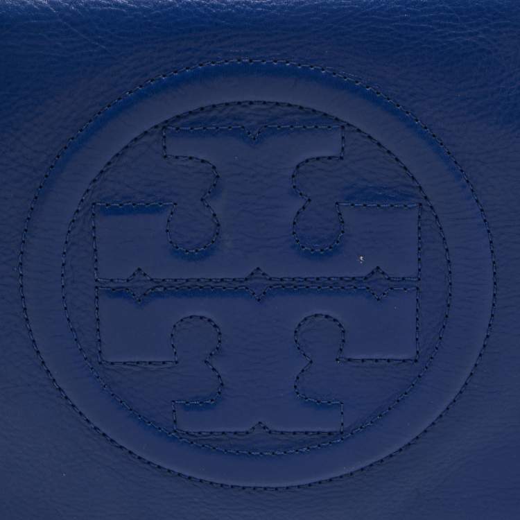 Pre Owned Tory Burch Blue Leather Reva Chain Clutch