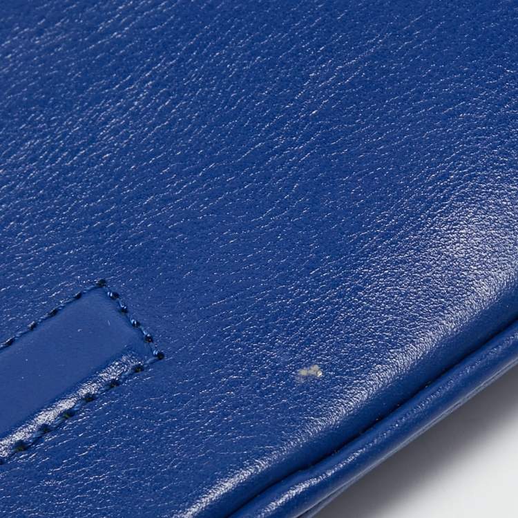 Pre Owned Tory Burch Blue Leather Reva Chain Clutch