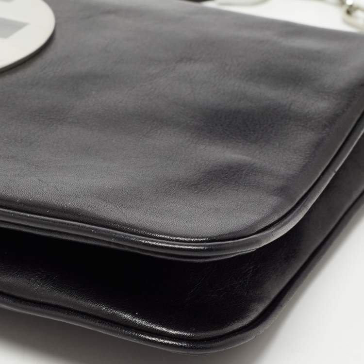 Pre Owned Tory Burch Black Leather Reva Chain Clutch