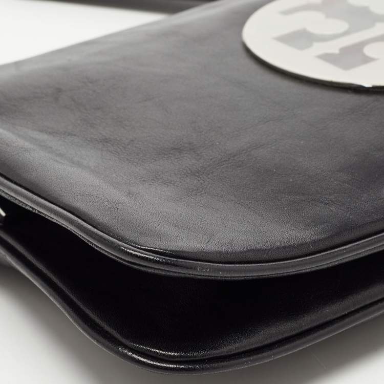 Pre Owned Tory Burch Black Leather Reva Chain Clutch
