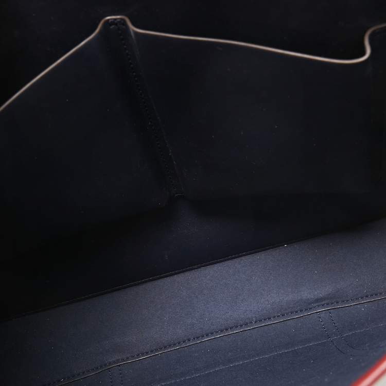 Pre Owned Tory Burch Burgundy Embroidered T Monogram Canvas and Leather Large Perry Tote