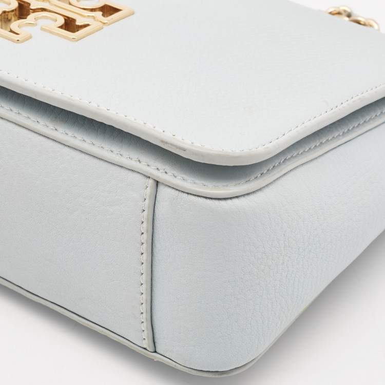 Pre Owned Tory Burch Light Blue Leather Britten Shoulder Bag