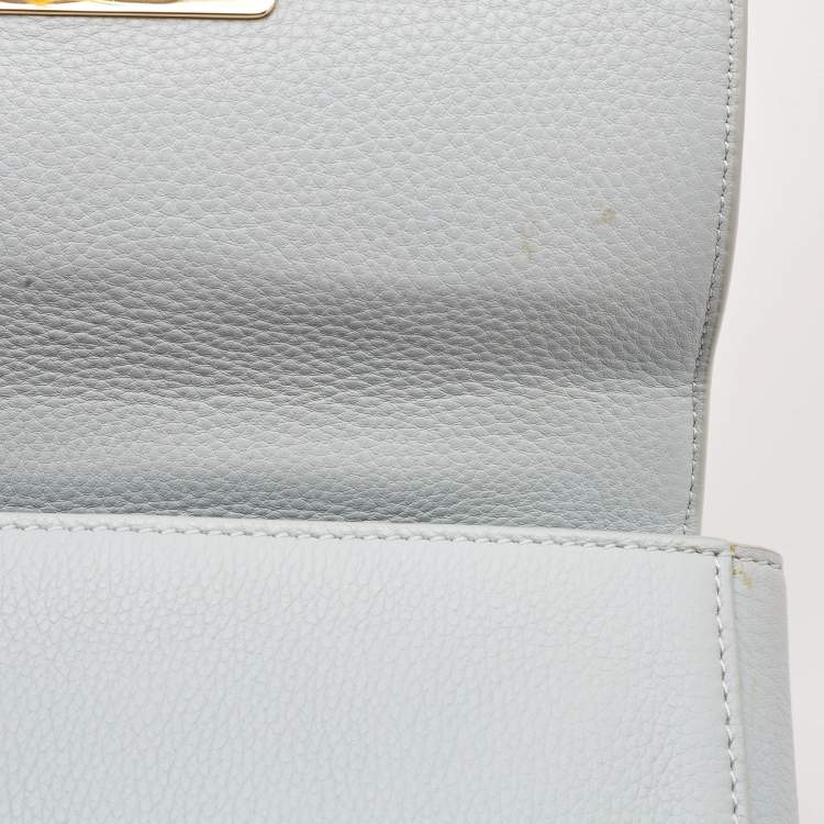 Pre Owned Tory Burch Light Blue Leather Britten Shoulder Bag