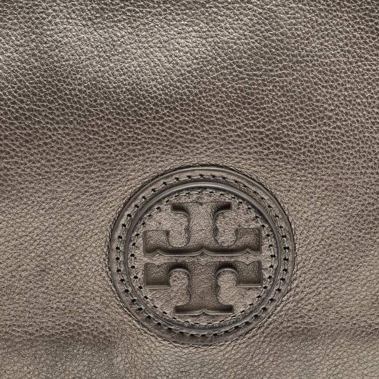 Pre Owned Tory Burch Metallic Leather Foldover Crossbody Bag