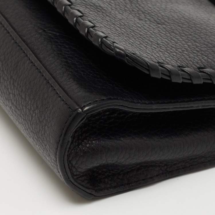 Pre Owned Tory Burch Black Leather Marion Crossbody Bag