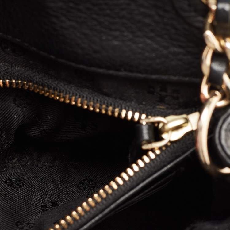 Pre Owned Tory Burch Black Leather Marion Crossbody Bag