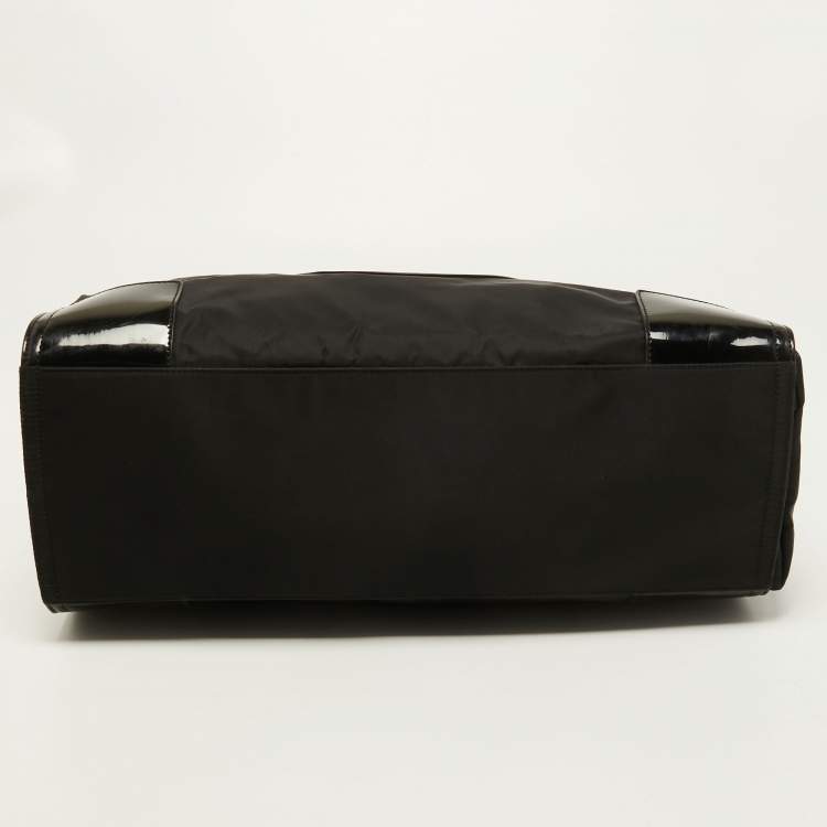 Pre Owned Tory Burch Black Nylon and Patent Leather Ella Tote