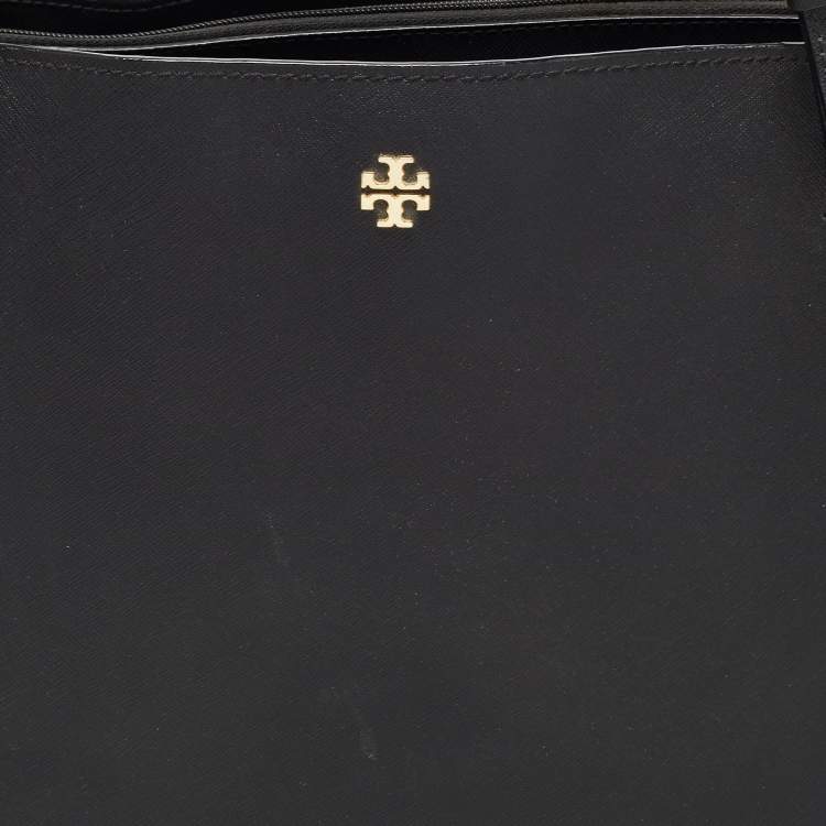 Pre Owned Tory Burch Black Leather Large York Buckle Shopper Tote