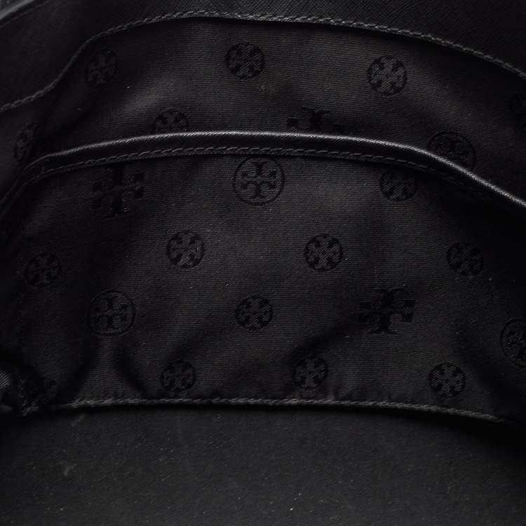 Pre Owned Tory Burch Black Leather Large York Buckle Shopper Tote