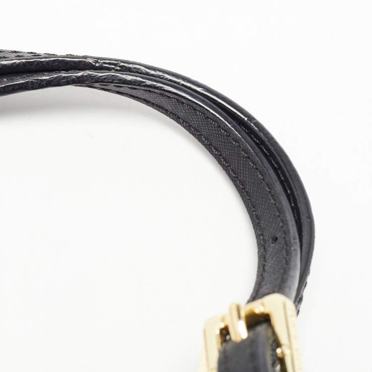 Pre Owned Tory Burch Black Leather Large York Buckle Shopper Tote