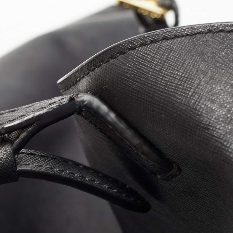 Pre Owned Tory Burch Black Leather Large York Buckle Shopper Tote