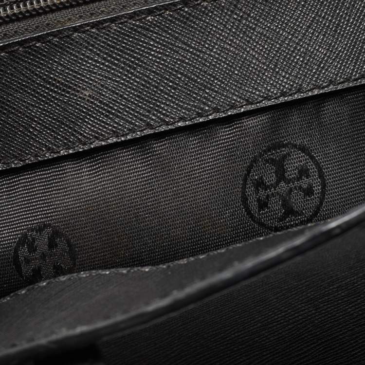 Pre Owned Tory Burch Black Leather Large York Buckle Shopper Tote