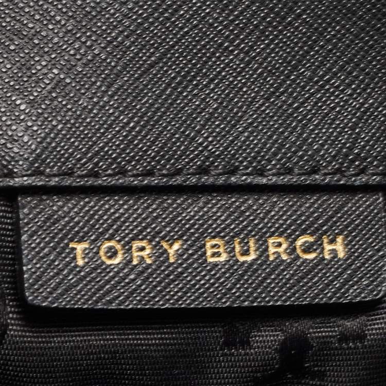 Pre Owned Tory Burch Black Leather Large York Buckle Shopper Tote