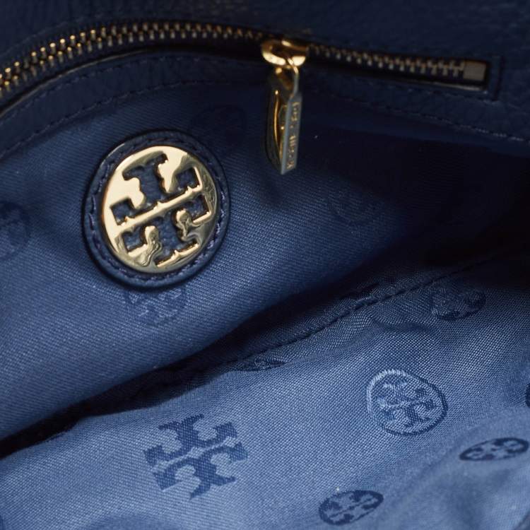 Pre Owned Tory Burch Blue Leather Reva Chain Clutch