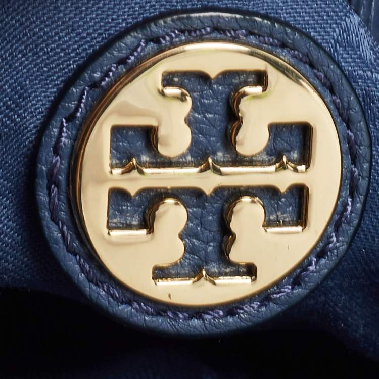 Pre Owned Tory Burch Blue Leather Reva Chain Clutch