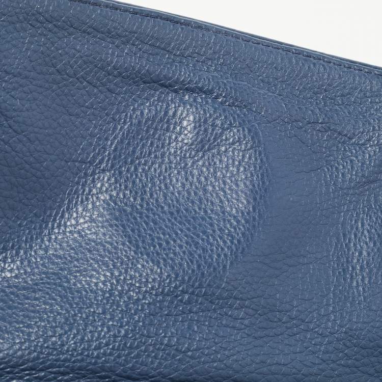 Pre Owned Tory Burch Blue Leather Reva Chain Clutch