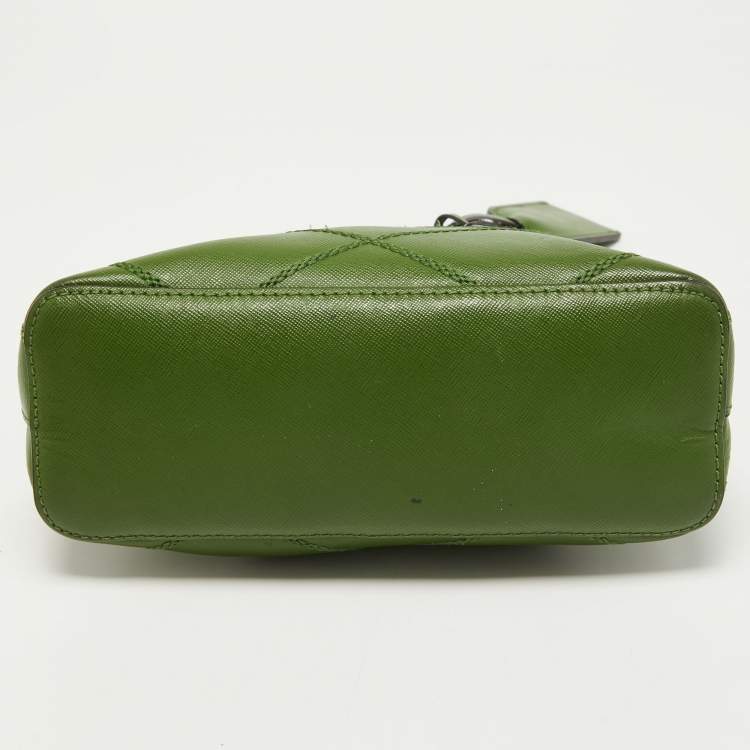 Pre Owned Tory Burch Green Wildstitch Quilted Leather Robinson Dome Satchel