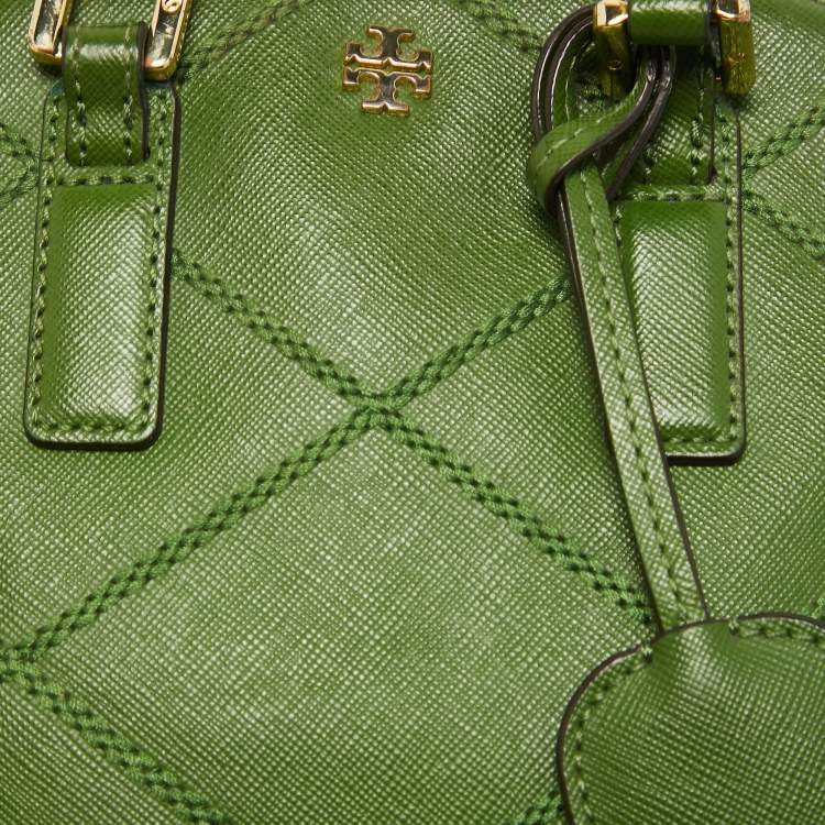 Pre Owned Tory Burch Green Wildstitch Quilted Leather Robinson Dome Satchel