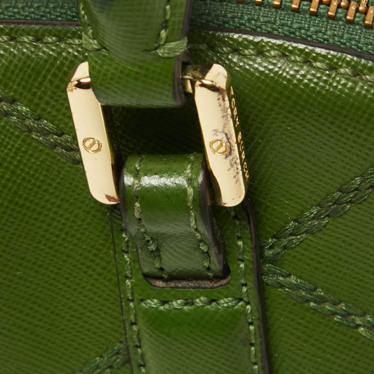 Pre Owned Tory Burch Green Wildstitch Quilted Leather Robinson Dome Satchel