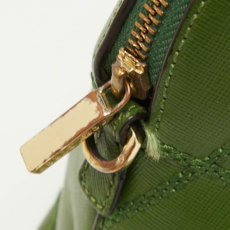 Pre Owned Tory Burch Green Wildstitch Quilted Leather Robinson Dome Satchel