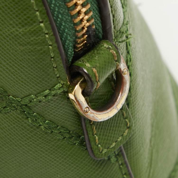 Pre Owned Tory Burch Green Wildstitch Quilted Leather Robinson Dome Satchel