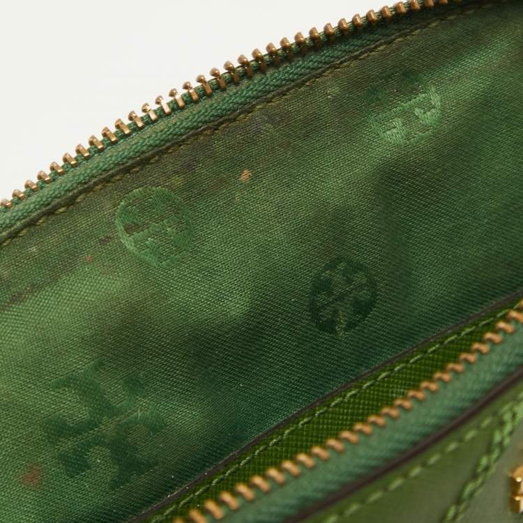 Pre Owned Tory Burch Green Wildstitch Quilted Leather Robinson Dome Satchel