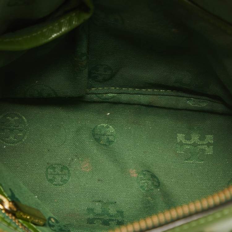 Pre Owned Tory Burch Green Wildstitch Quilted Leather Robinson Dome Satchel