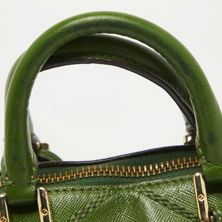 Pre Owned Tory Burch Green Wildstitch Quilted Leather Robinson Dome Satchel