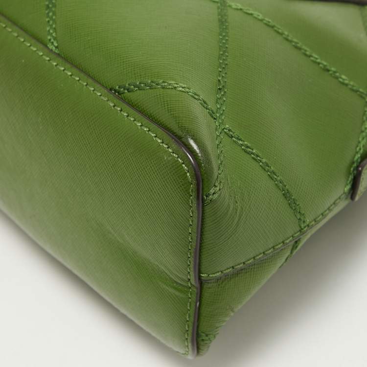 Pre Owned Tory Burch Green Wildstitch Quilted Leather Robinson Dome Satchel