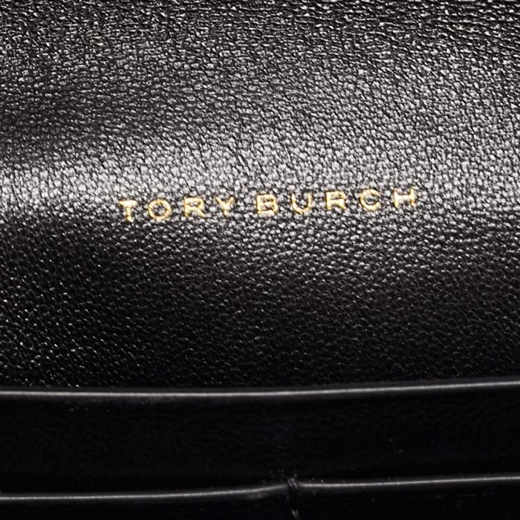 Pre Owned Tory Burch Black Quilted Leather Kira Envelope Wallet