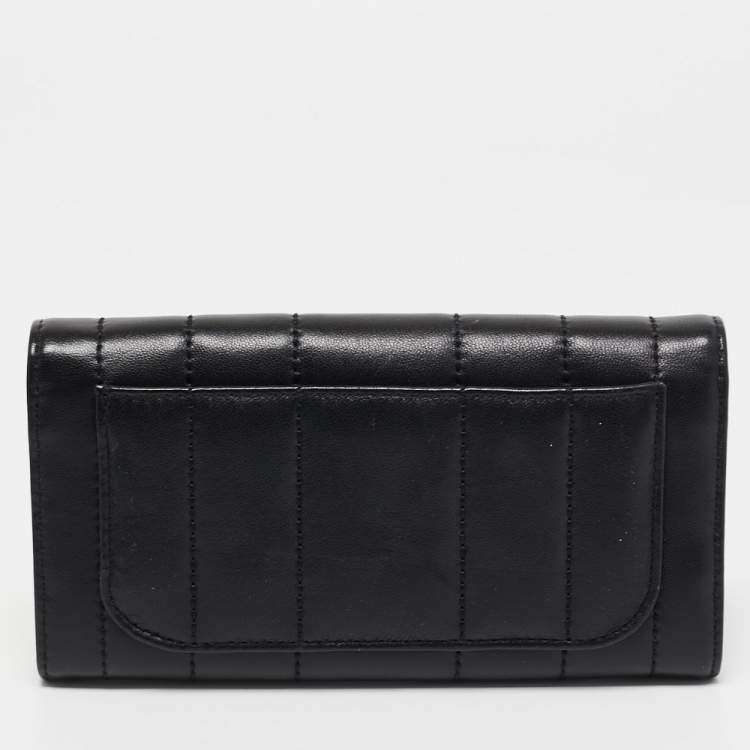 Pre Owned Tory Burch Black Quilted Leather Kira Envelope Wallet