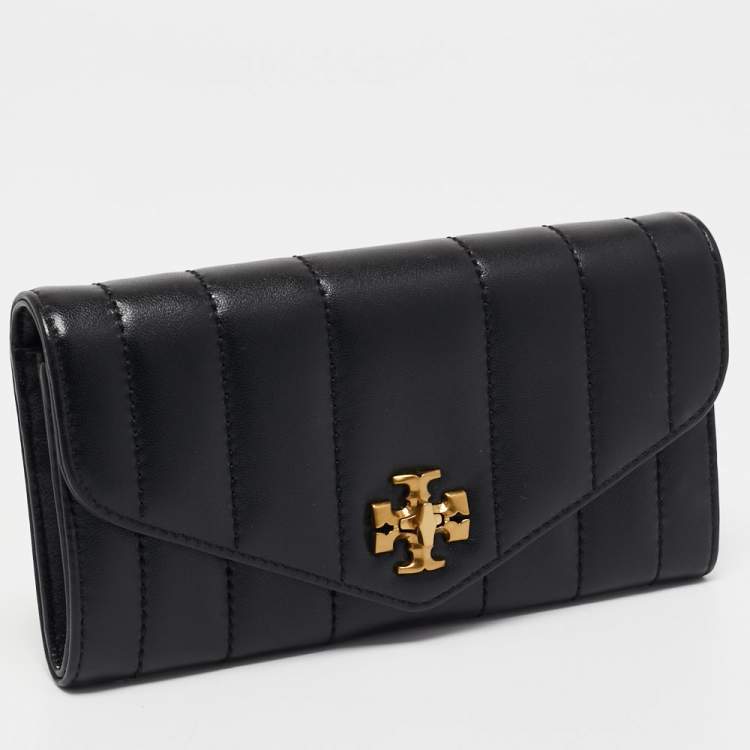 Pre Owned Tory Burch Black Quilted Leather Kira Envelope Wallet